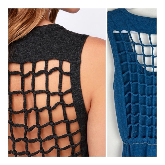 Chaser | Boho Sleeveless Knot Back Heather Maxi Dress In Heathered Blue | S - Picture 2 of 9